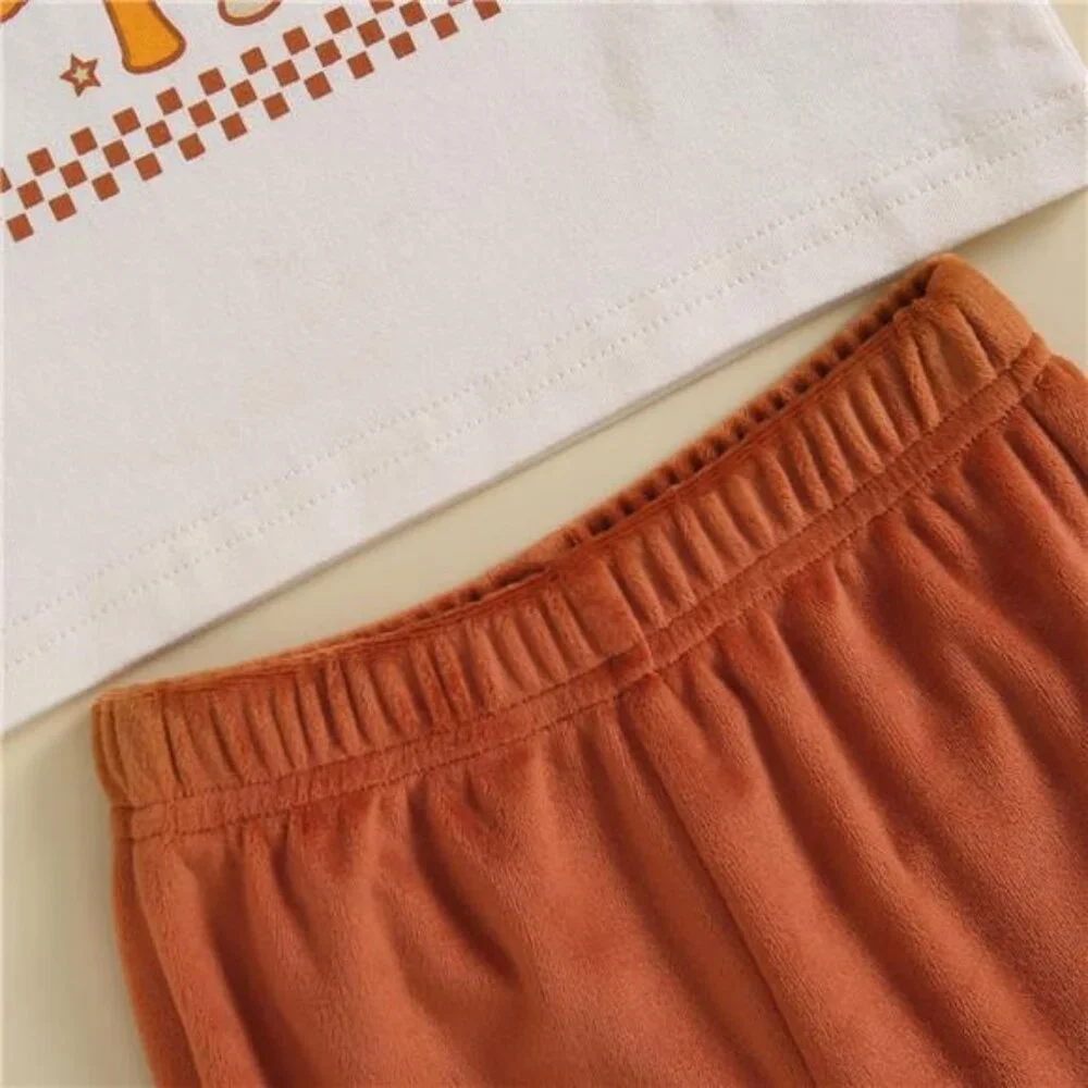 Baby Girl Fall Halloween Outfit Pumpkin Printed Sweatshirt Tops Flare‎ Pants Set